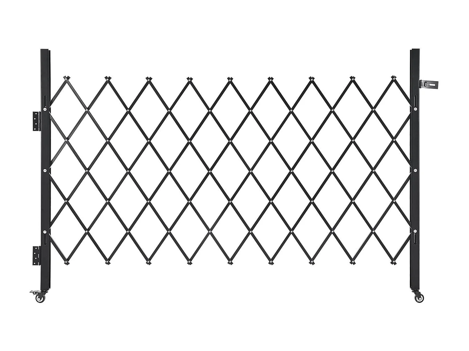 Barierka Bezpieczeństwa SucceBuy Rozsuwana 190 x 131 cm, Pojedyncza Brama Nożycowa, Zamykana i Chowana, ze Solidnej Stali, do Wejścia, Garażu