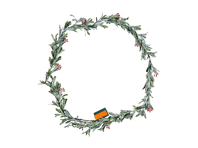 Ghirlanda di Natale SucceBuy, 2 m, Ghirlanda di Foglie di Ulivo Artificiale Luminosa, Decorazione Natalizia Verde, con Bacche Rosse, per Mensola del Camino