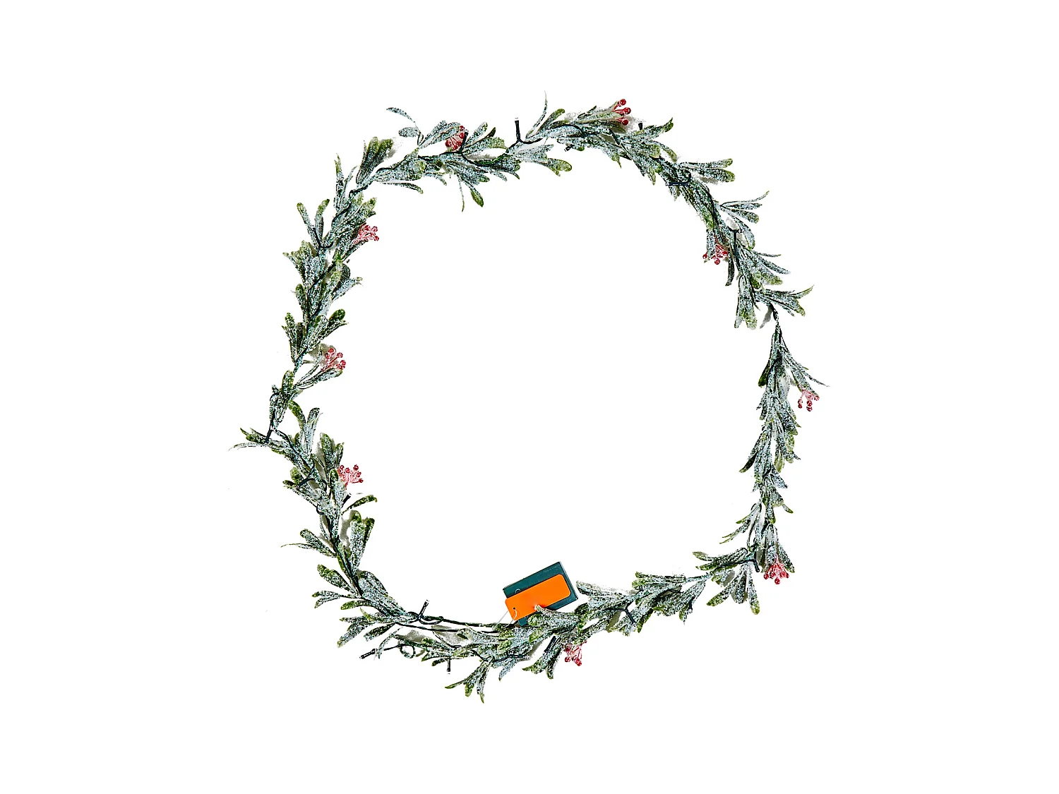 Ghirlanda di Natale SucceBuy, 2 m, Ghirlanda di Foglie di Ulivo Artificiale Luminosa, Decorazione Natalizia Verde, con Bacche Rosse, per Mensola del Camino