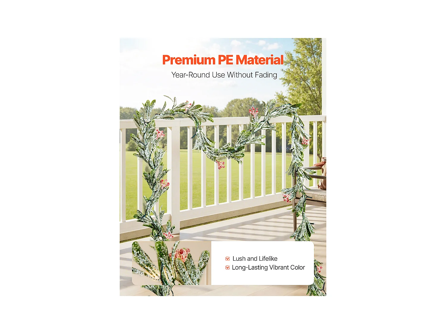 Ghirlanda di Natale SucceBuy, 2 m, Ghirlanda di Foglie di Ulivo Artificiale Luminosa, Decorazione Natalizia Verde, con Bacche Rosse, per Mensola del Camino