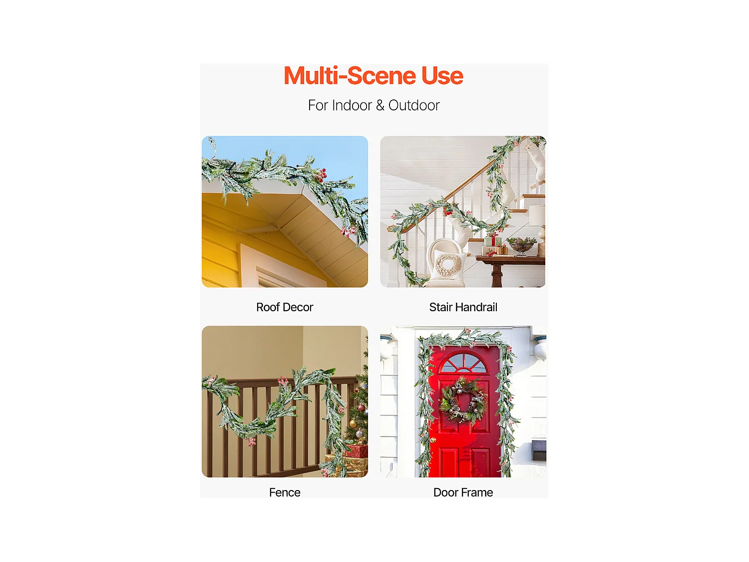 Ghirlanda di Natale SucceBuy, 2 m, Ghirlanda di Foglie di Ulivo Artificiale Luminosa, Decorazione Natalizia Verde, con Bacche Rosse, per Mensola del Camino