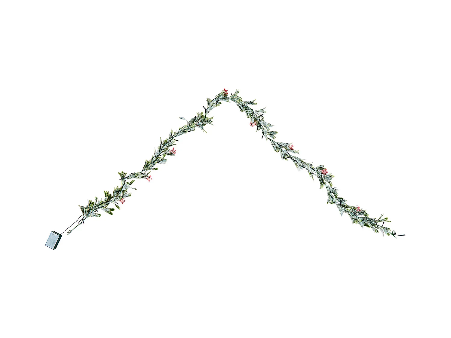 Ghirlanda di Natale SucceBuy, 2 m, Ghirlanda di Foglie di Ulivo Artificiale Luminosa, Decorazione Natalizia Verde, con Bacche Rosse, per Mensola del Camino