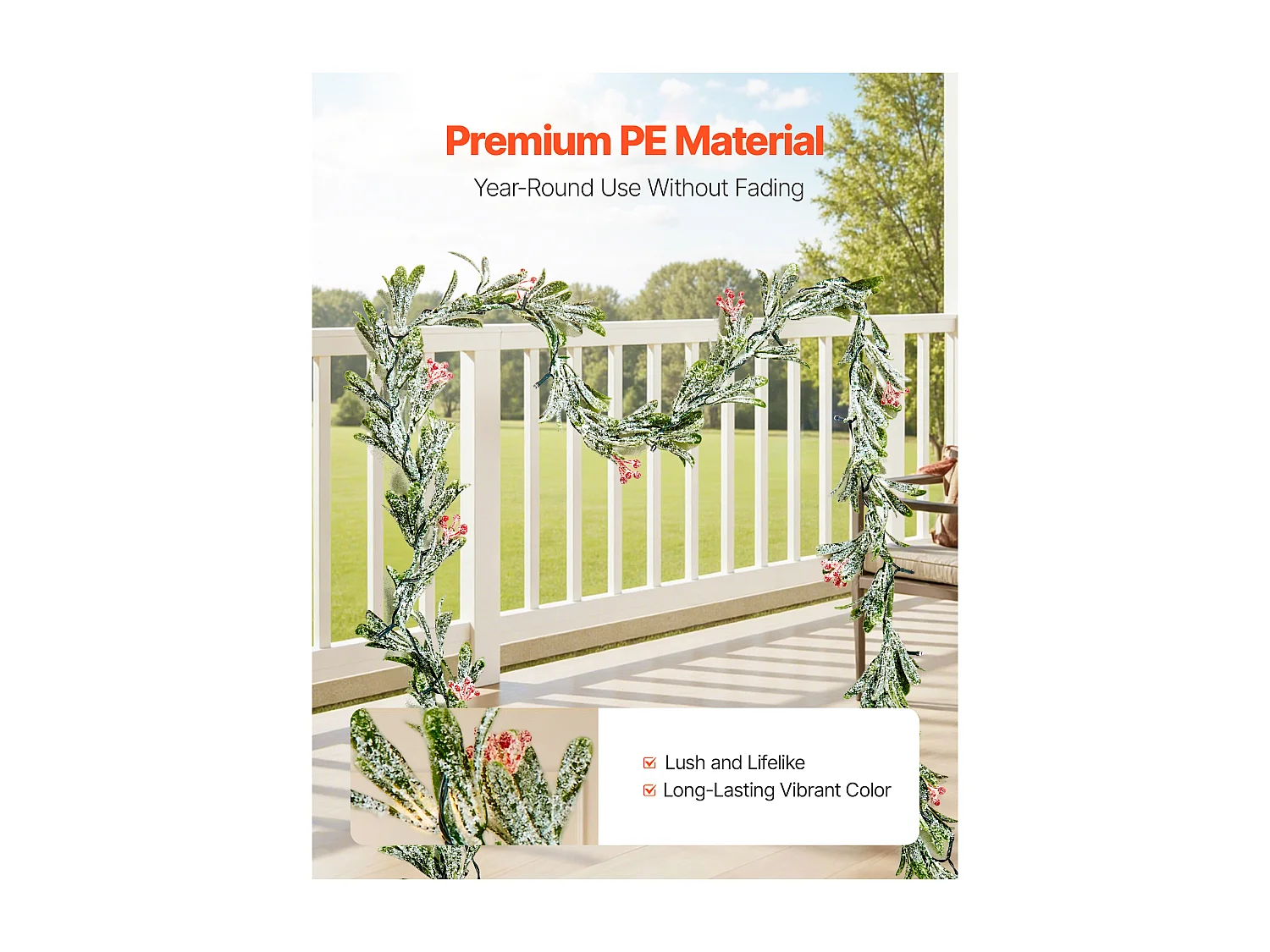 Guirlande de Noël SucceBuy, 2 m, Guirlande de Feuilles d'Olivier Artificiel Lumineuse, Décoration de Noël Verte, avec Baies Rouges, pour Manteau de Cheminées