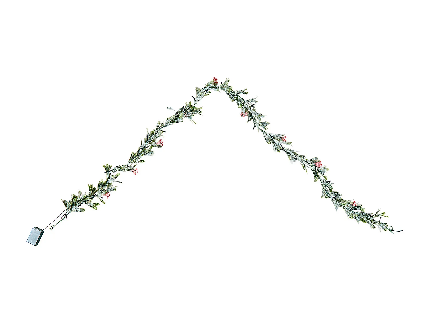 Guirlande de Noël SucceBuy, 2 m, Guirlande de Feuilles d'Olivier Artificiel Lumineuse, Décoration de Noël Verte, avec Baies Rouges, pour Manteau de Cheminées