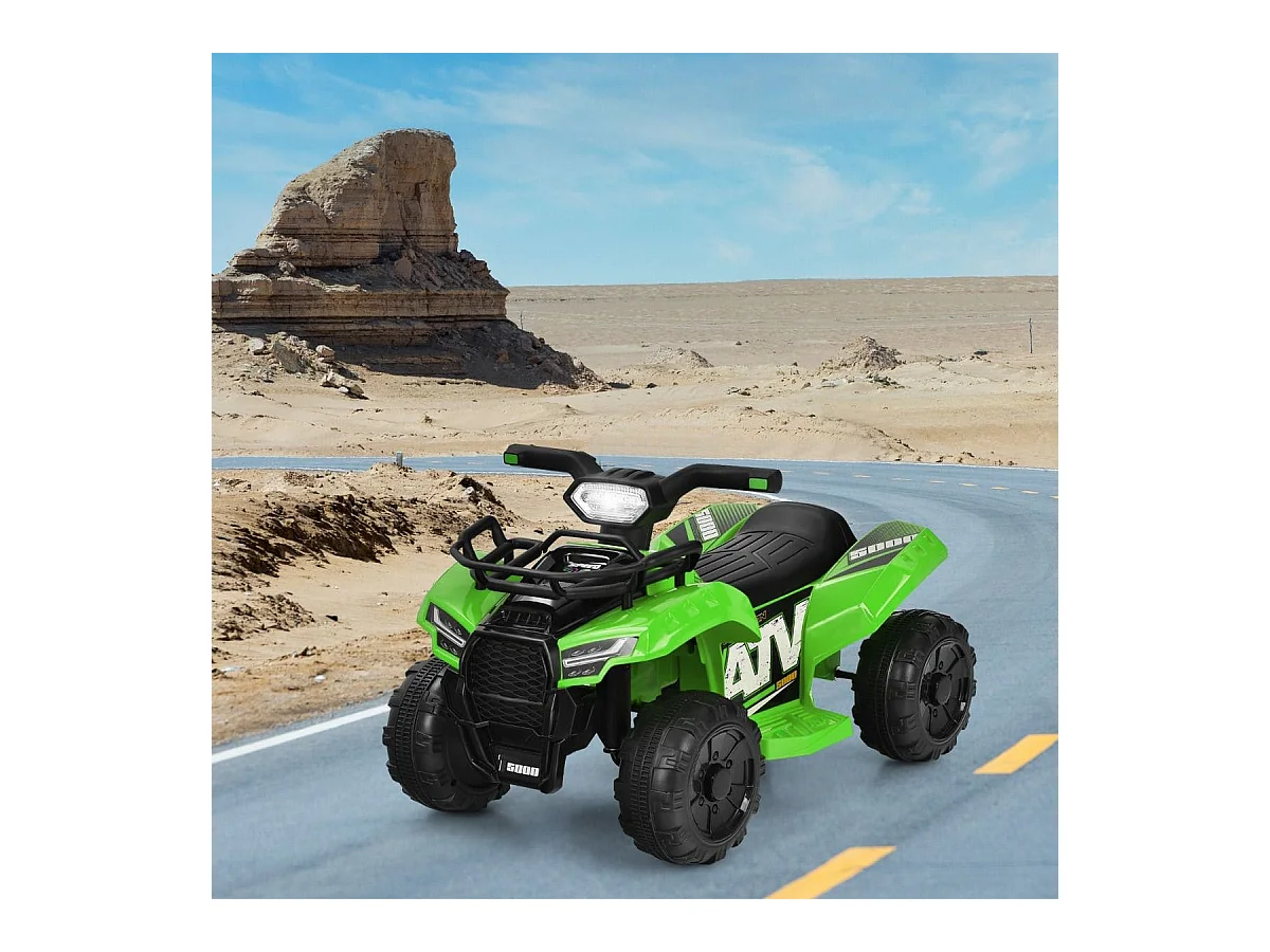 6V Elektro Kinderquad mit Stauraum & Musik & Hupe & LED Scheinwerfer Mini Elektroquad Grün