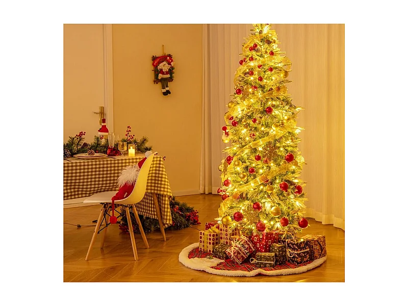 190 cm Künstlicher Weihnachtsbaum mit Beleuchtung und Schnee Kunstbaum Weihnachten für Zuhause Grün+Weiß