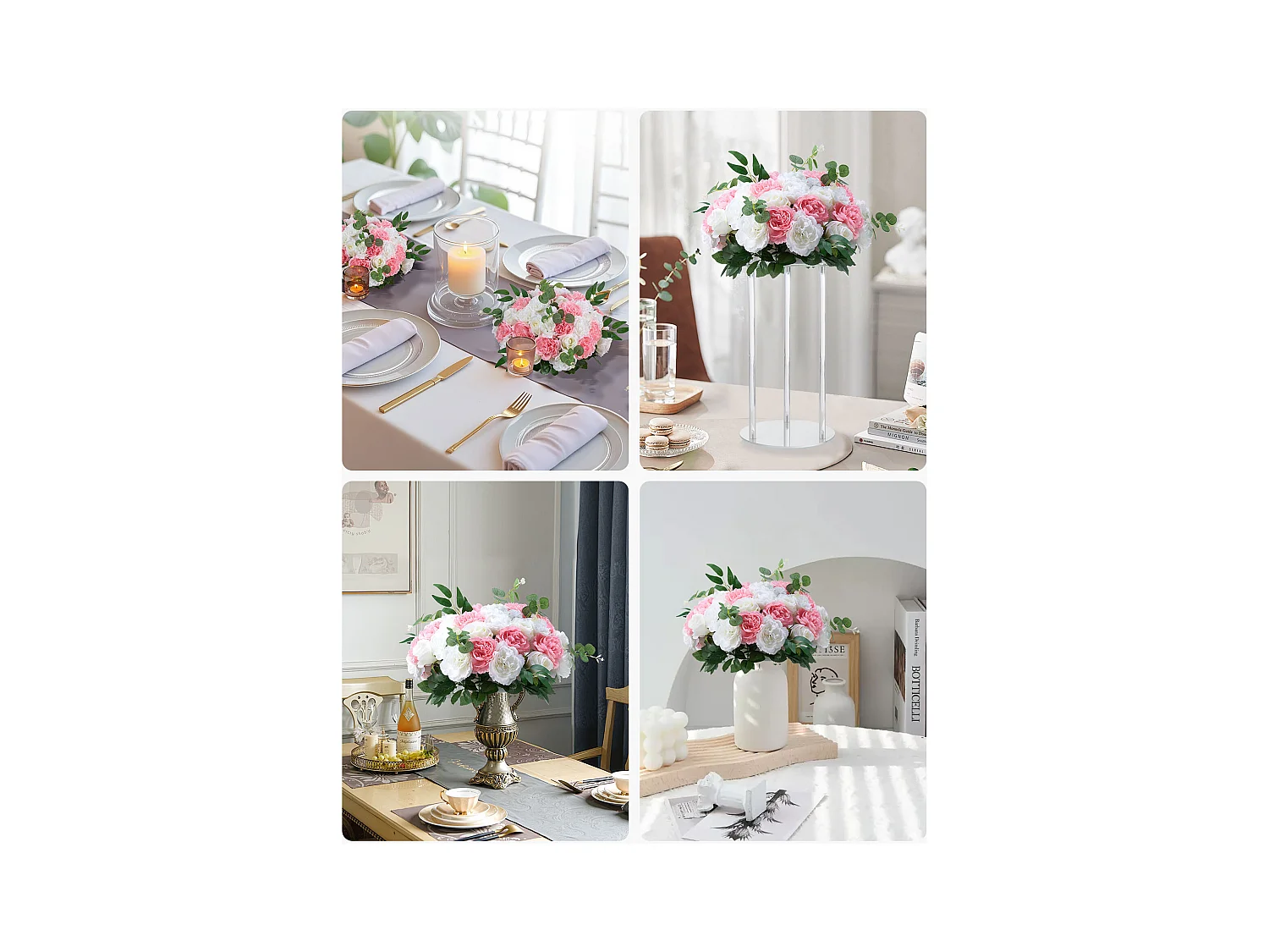 Boules de Fleurs Artificielles SucceBuy, Lot de 10, Diamètre 45 cm, Compositions Roses Artificielles pour Centres de Table, Mariages, Saint-Valentin