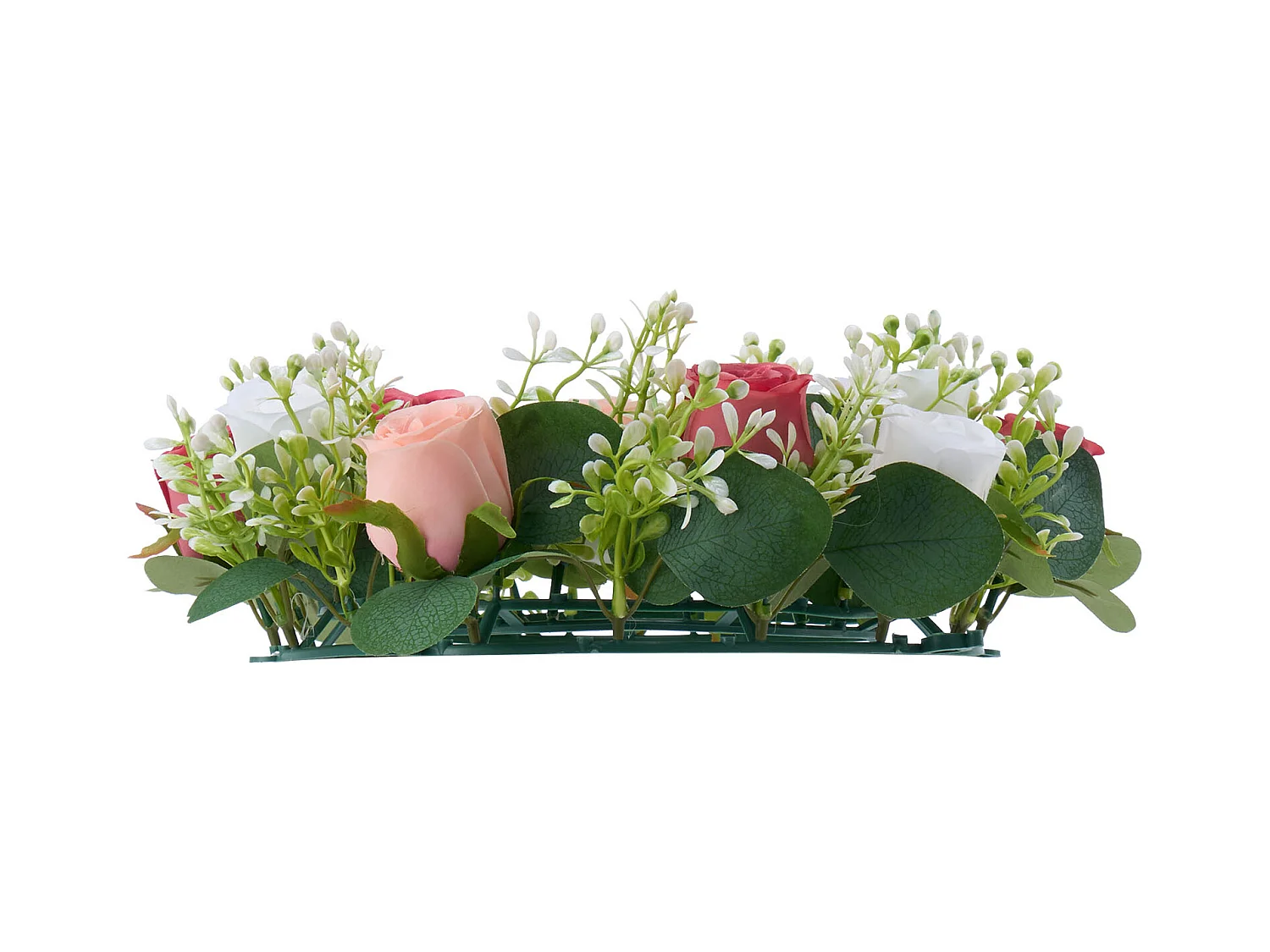 Corona di Rose SucceBuy Artificiali, Lotto di 10, 34 cm, Composizioni di Rose in Rosa e Bianco Artificiali, Fiori Finti per Centrotavola