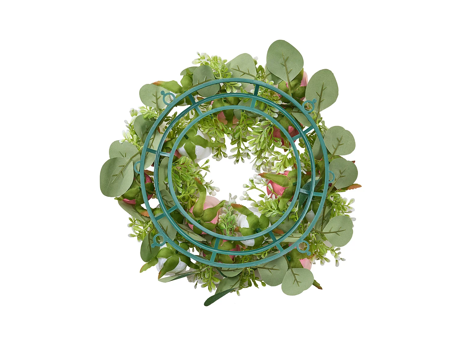 Corona di Rose SucceBuy Artificiali, Lotto di 10, 34 cm, Composizioni di Rose in Rosa e Bianco Artificiali, Fiori Finti per Centrotavola