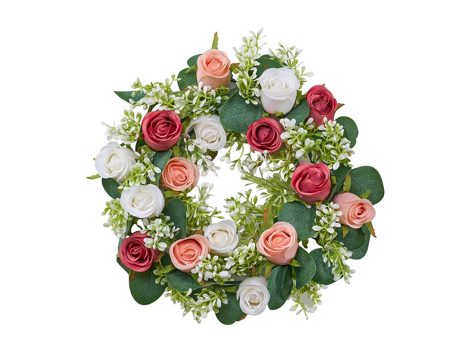 Couronne de Roses SucceBuy Artificielles, Lot de 10, 34 cm, Compositions de Roses en Rose et Blanc Artificielles, Fausses Fleurs pour Centres de Table