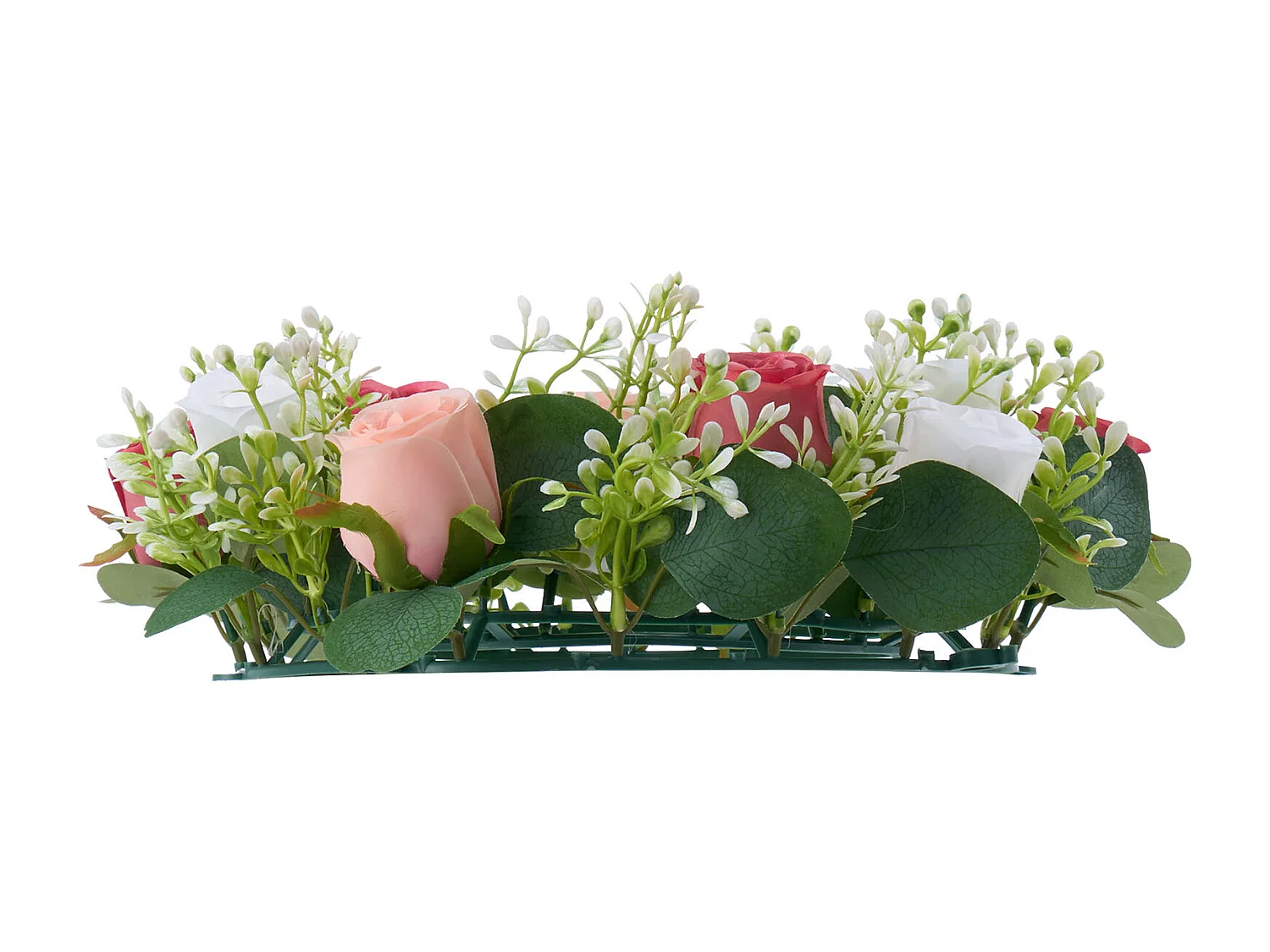 Couronne de Roses SucceBuy Artificielles, Lot de 10, 34 cm, Compositions de Roses en Rose et Blanc Artificielles, Fausses Fleurs pour Centres de Table