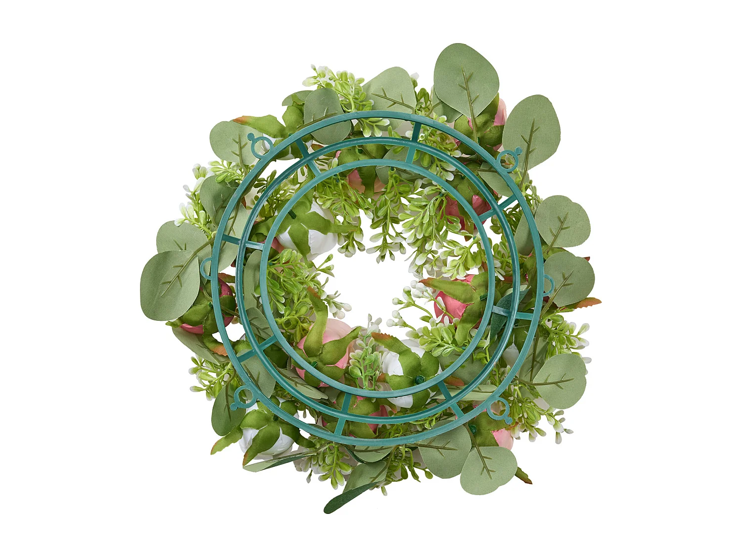 Couronne de Roses SucceBuy Artificielles, Lot de 10, 34 cm, Compositions de Roses en Rose et Blanc Artificielles, Fausses Fleurs pour Centres de Table