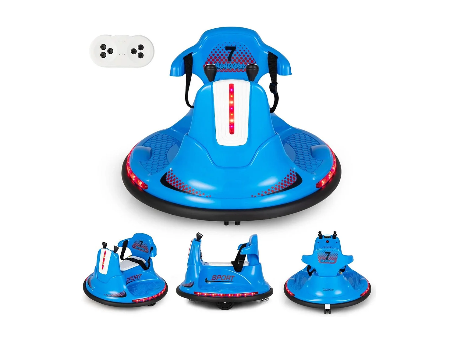 6V Kinder Autoscooter 360 Grad Drehung mit Musik & bunten LED Lichtern Blau