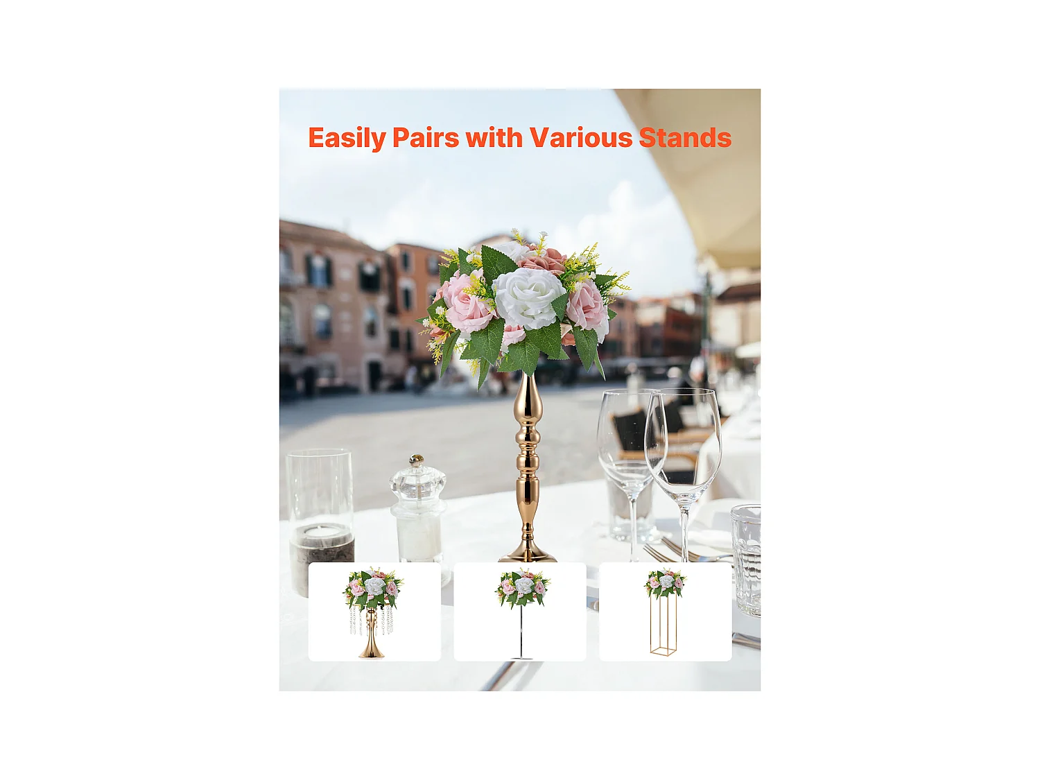 Palle di Fiori Artificiali SucceBuy, Lotto de 10, Diametro 24 cm, Composizioni di Rose Artificiali per Centrotavola, Matrimoni, San Valentino