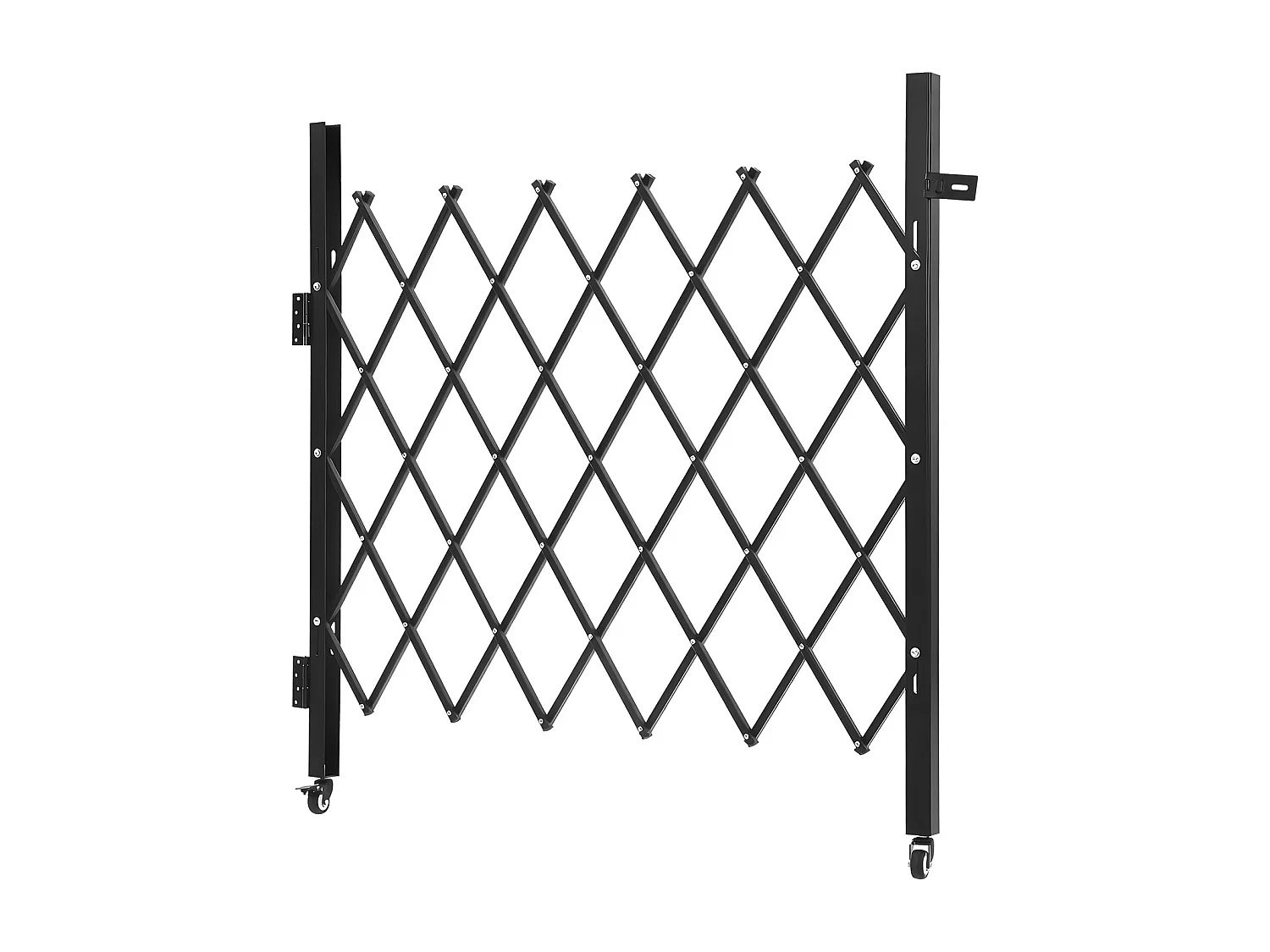 Barierka Bezpieczeństwa SucceBuy Rozsuwana 110 x 131 cm, Pojedyncza Brama Nożycowa, Zamykana i Chowana, ze Solidnej Stali, do Wejścia, Garażu