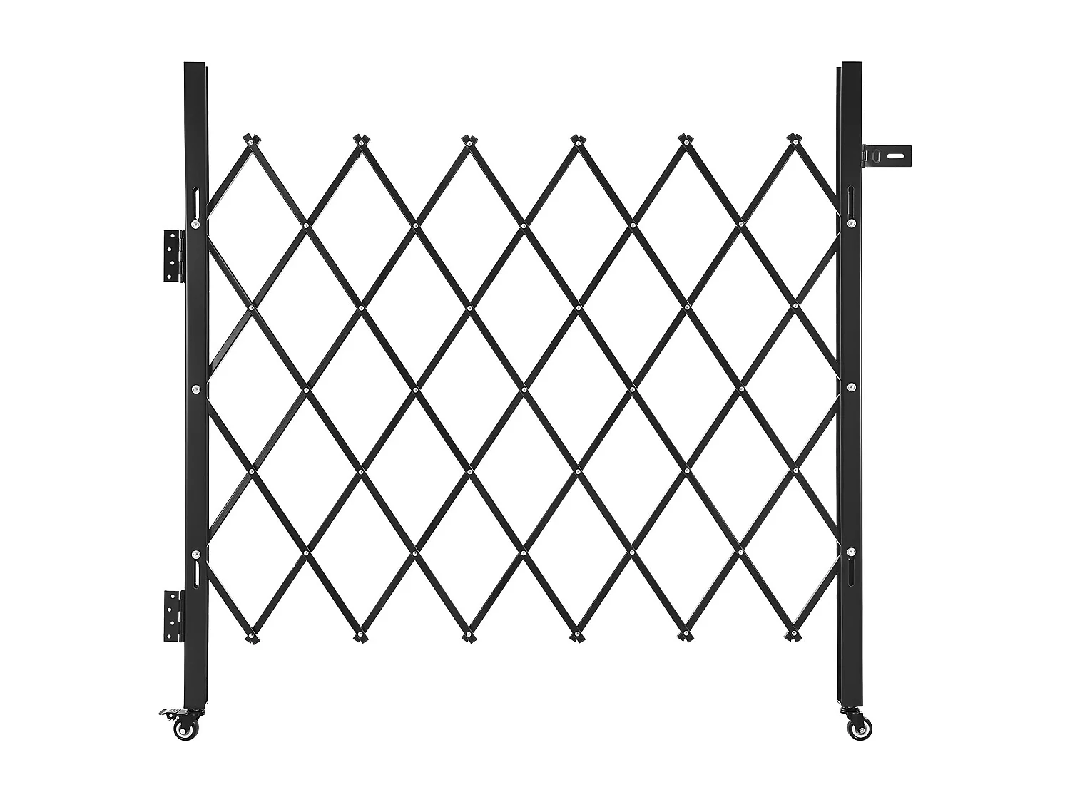 Barierka Bezpieczeństwa SucceBuy Rozsuwana 110 x 131 cm, Pojedyncza Brama Nożycowa, Zamykana i Chowana, ze Solidnej Stali, do Wejścia, Garażu