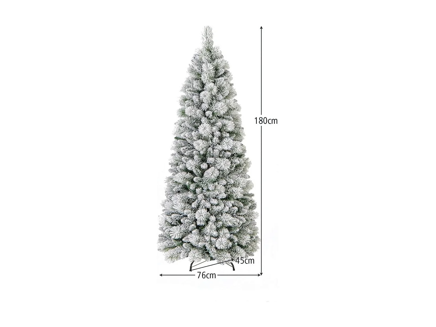 Sapin de Noël Floqué de 180 cm Arbre de Noël avec Aiguilles de Pin 517 Pointes de Branches 170 Lumières LED Blanc Chaud Section Pliable