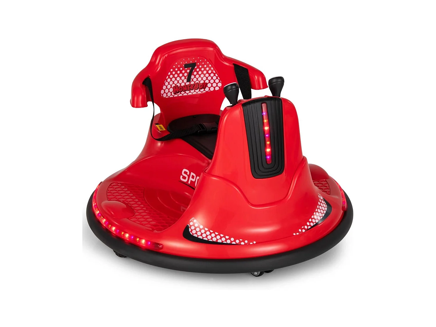 6V Kinder Autoscooter 360 Grad Drehung mit Musik & bunten LED Lichtern Rot