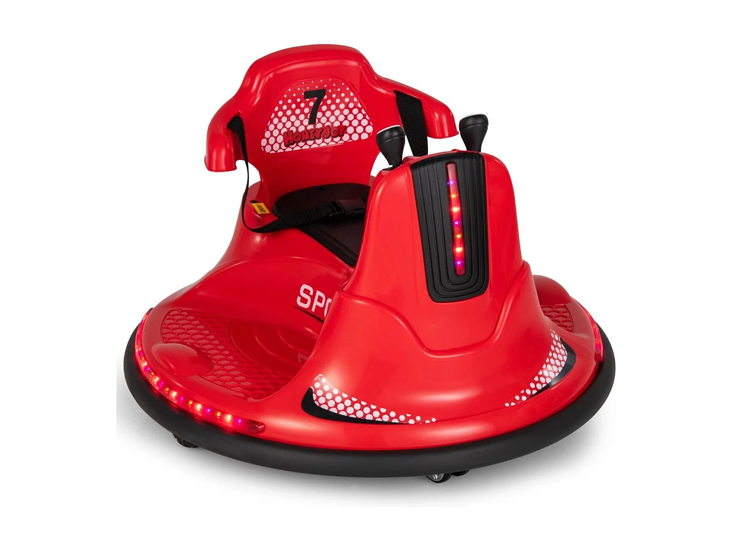 6V Kinder Autoscooter 360 Grad Drehung mit Musik & bunten LED Lichtern Rot