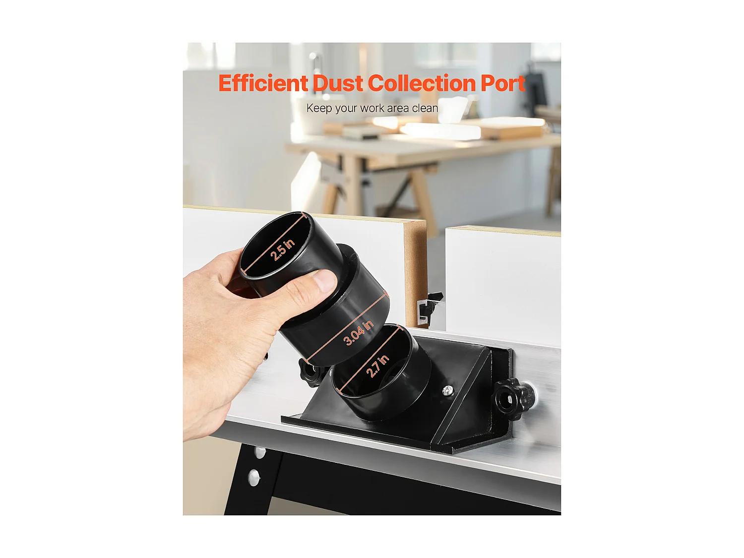 Table de Toupie d'Établi SucceBuy, 61x40 cm, avec Guide Réglable, Plateau MDF, Base Métal Robuste, Ports de Collecte Poussière, Compatible avec Toupies