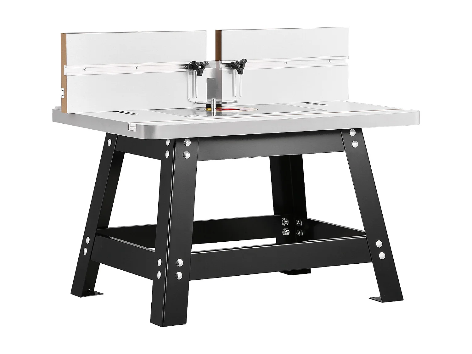 Table de Toupie d'Établi SucceBuy, 61x40 cm, avec Guide Réglable, Plateau MDF, Base Métal Robuste, Ports de Collecte Poussière, Compatible avec Toupies