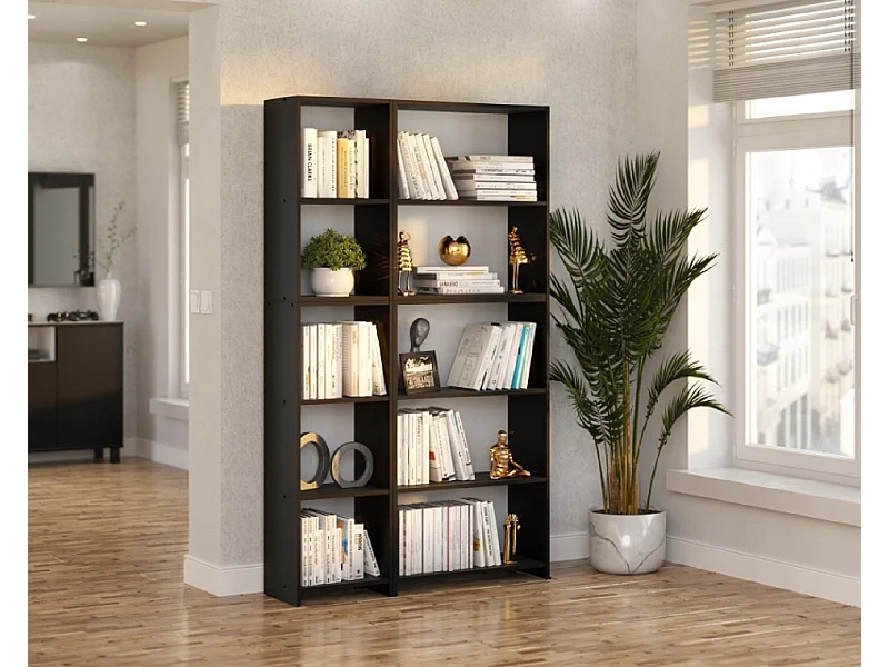 Bibliothèque -Étagère multifonction Noir  5 niveaux 110X30x189cm – Pour livres, jouets et accessoires de bureau