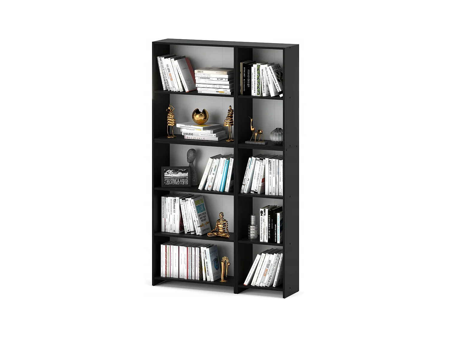 Bibliothèque -Étagère multifonction Noir  5 niveaux 110X30x189cm – Pour livres, jouets et accessoires de bureau