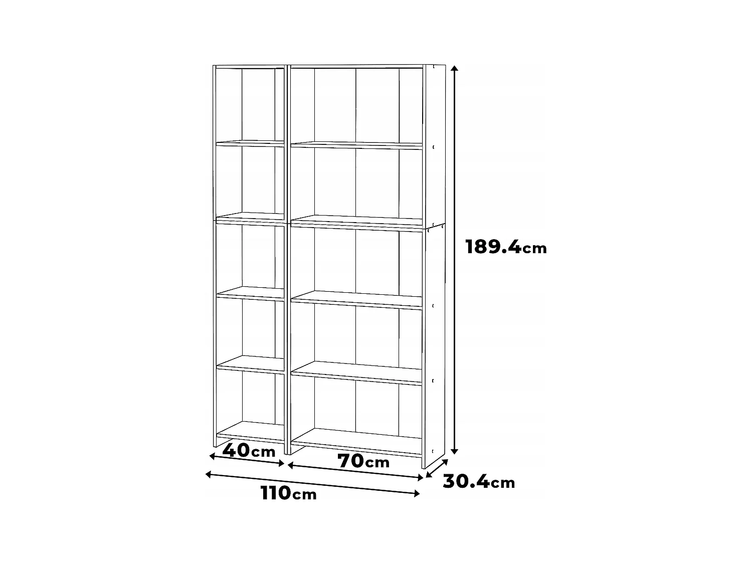 Bibliothèque -Étagère multifonction Noir  5 niveaux 110X30x189cm – Pour livres, jouets et accessoires de bureau