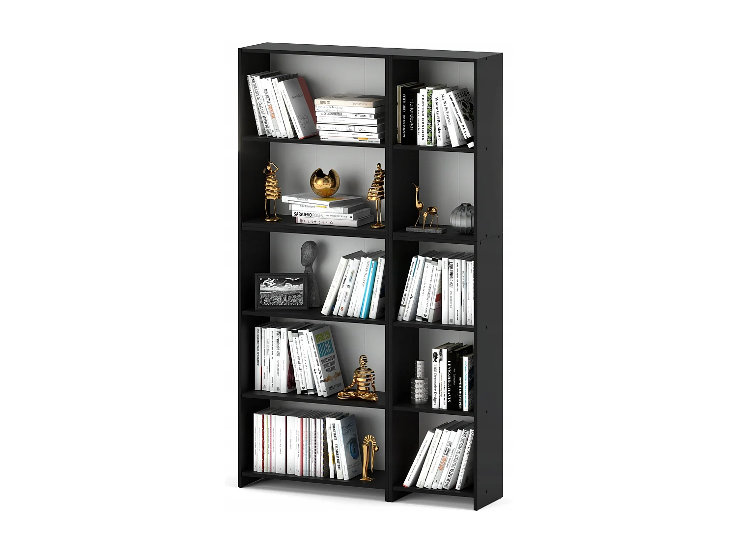 Bibliothèque -Étagère multifonction Noir  5 niveaux 110X30x189cm – Pour livres, jouets et accessoires de bureau