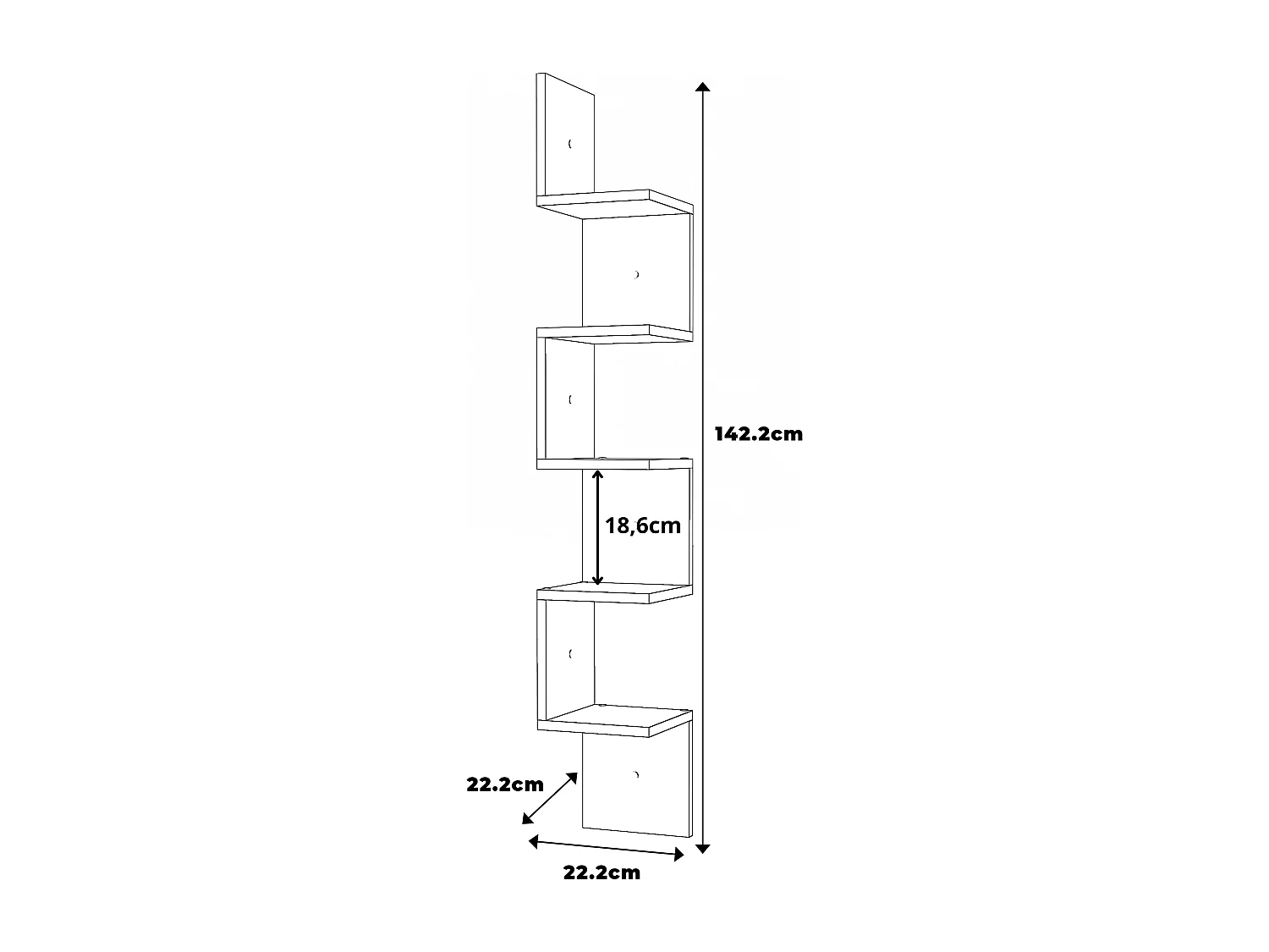 Étagère murale d’angle suspendue Chêne Wotan – bibliothèque pour livres, jouets, style loft 22x142 cm