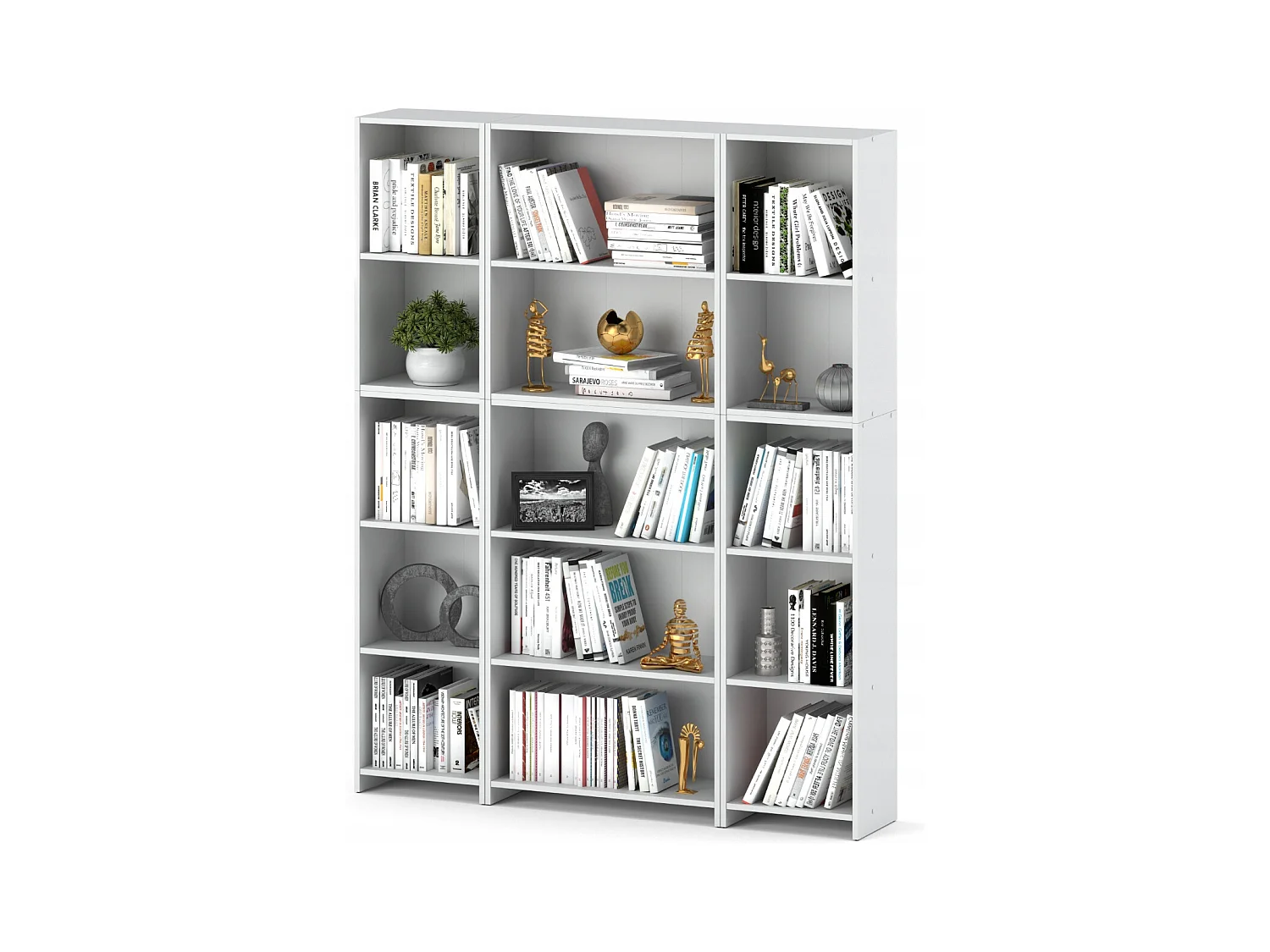 Bibliothèque -Étagère multifonction Blanc -5 niveaux 150X30x189cm – Pour livres, jouets et accessoires de bureau