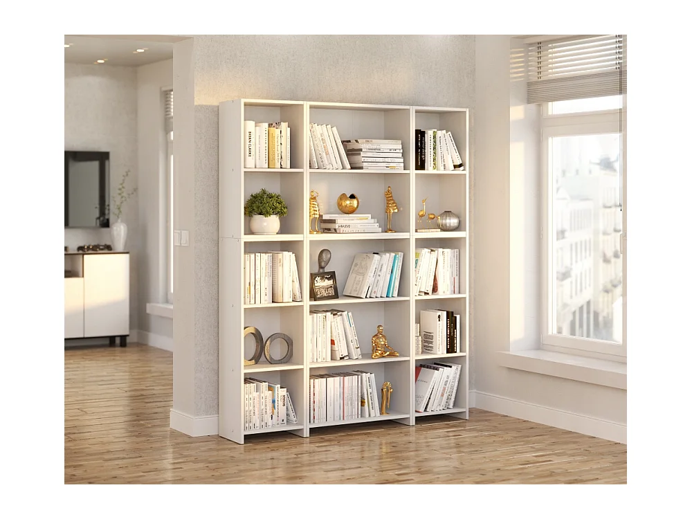 Bibliothèque -Étagère multifonction Blanc -5 niveaux 150X30x189cm – Pour livres, jouets et accessoires de bureau