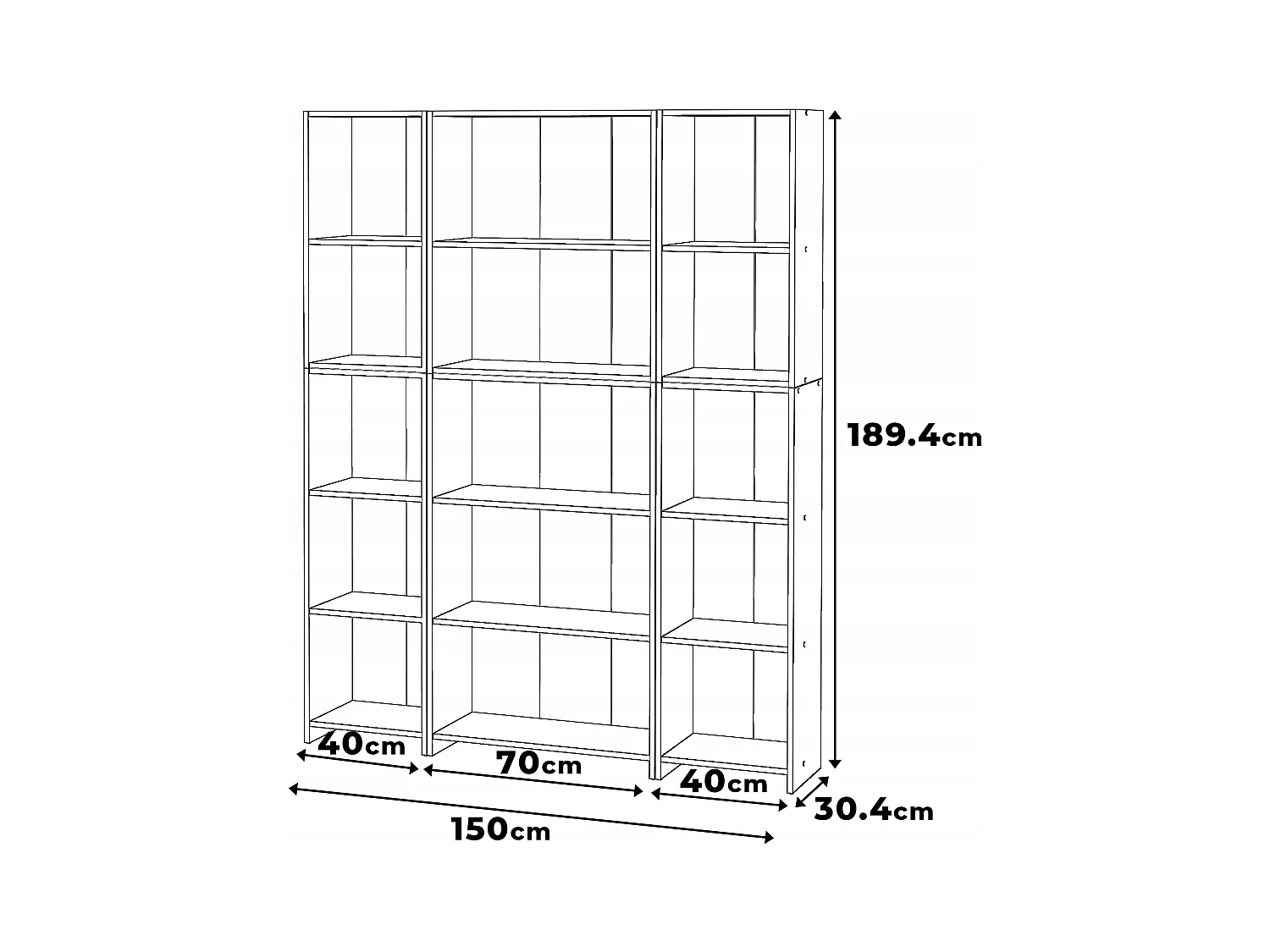 Bibliothèque -Étagère multifonction Blanc -5 niveaux 150X30x189cm – Pour livres, jouets et accessoires de bureau