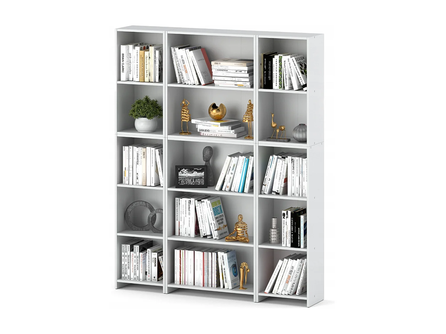 Bibliothèque -Étagère multifonction Blanc -5 niveaux 150X30x189cm – Pour livres, jouets et accessoires de bureau