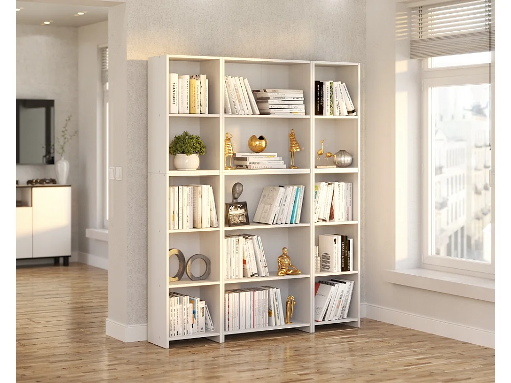 Bibliothèque -Étagère multifonction Blanc -5 niveaux 150X30x189cm – Pour livres, jouets et accessoires de bureau