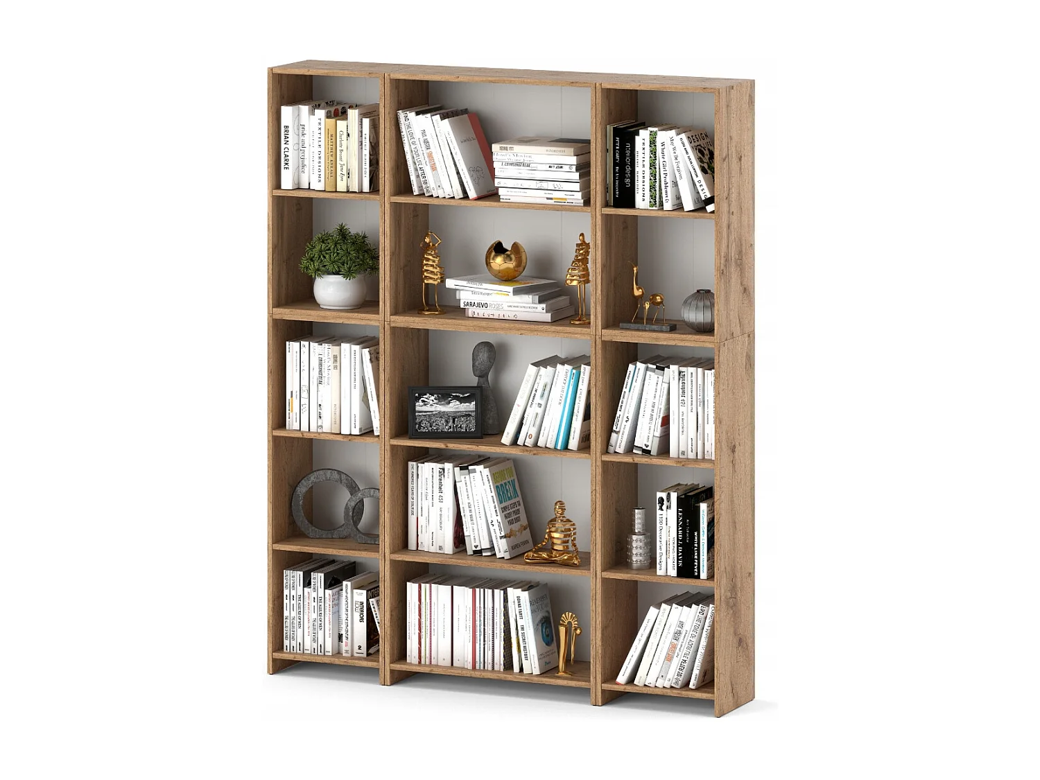 Bibliothèque -Étagère multifonction Chêne wotan -5 niveaux 150X30x189cm – Pour livres, jouets et accessoires de bureau