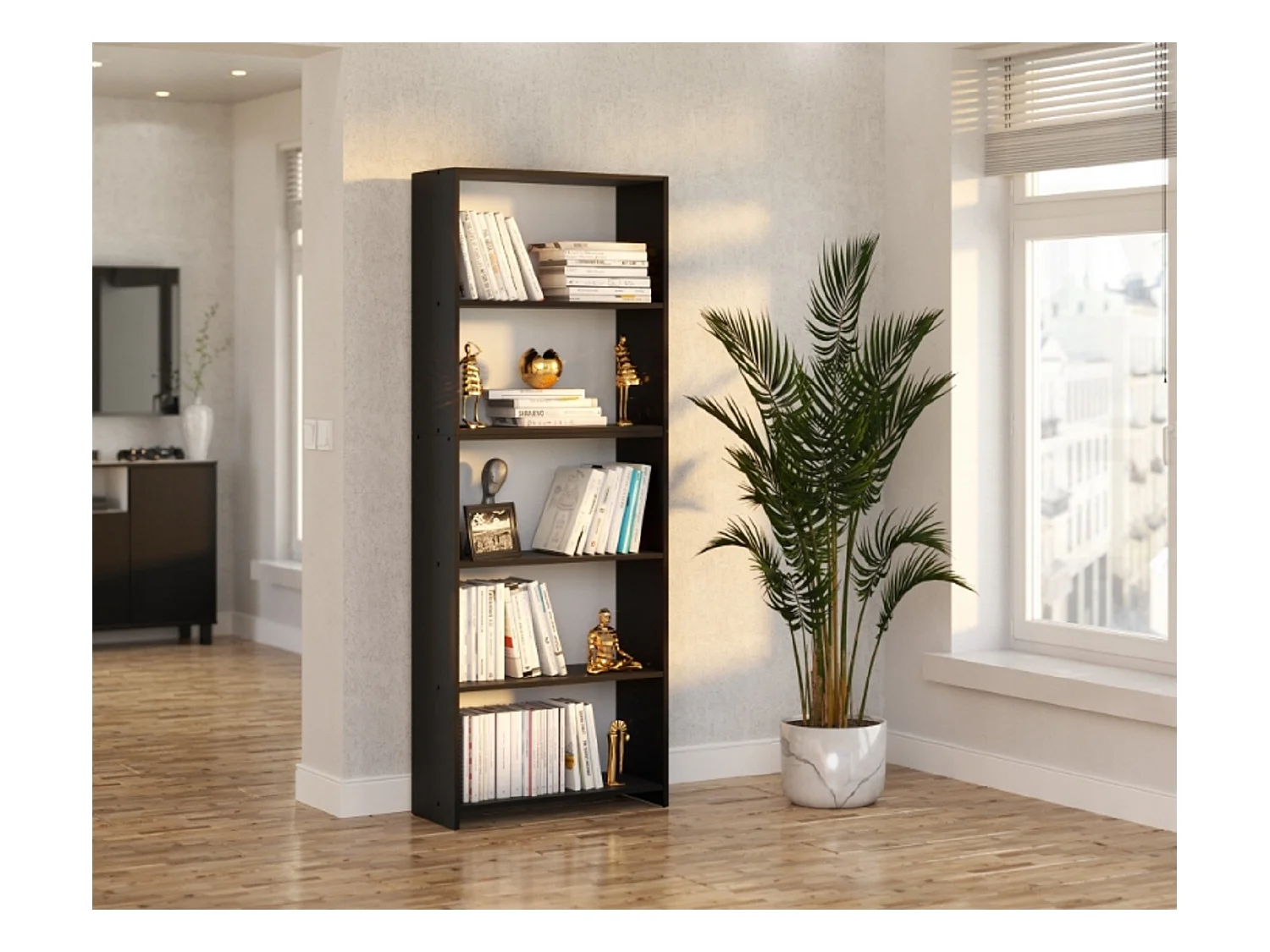 Bibliothèque -Étagère multifonction Noir 5 niveaux 70X30x189cm – Pour livres, jouets et accessoires de bureau