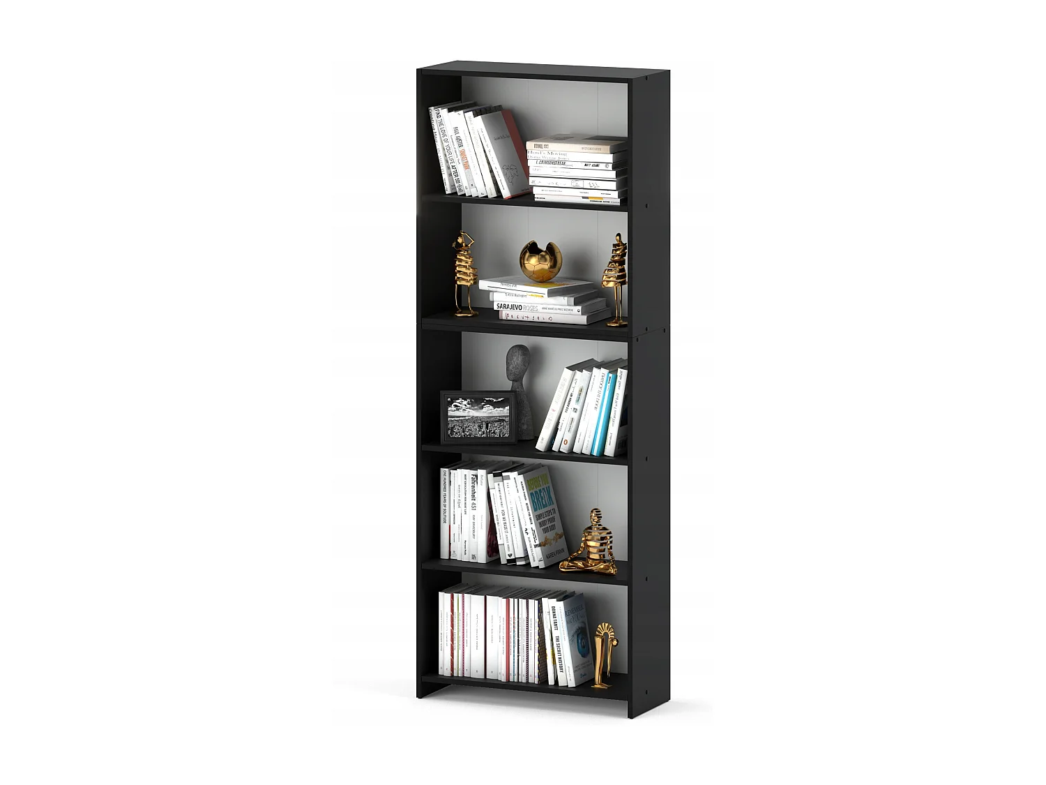 Bibliothèque -Étagère multifonction Noir 5 niveaux 70X30x189cm – Pour livres, jouets et accessoires de bureau