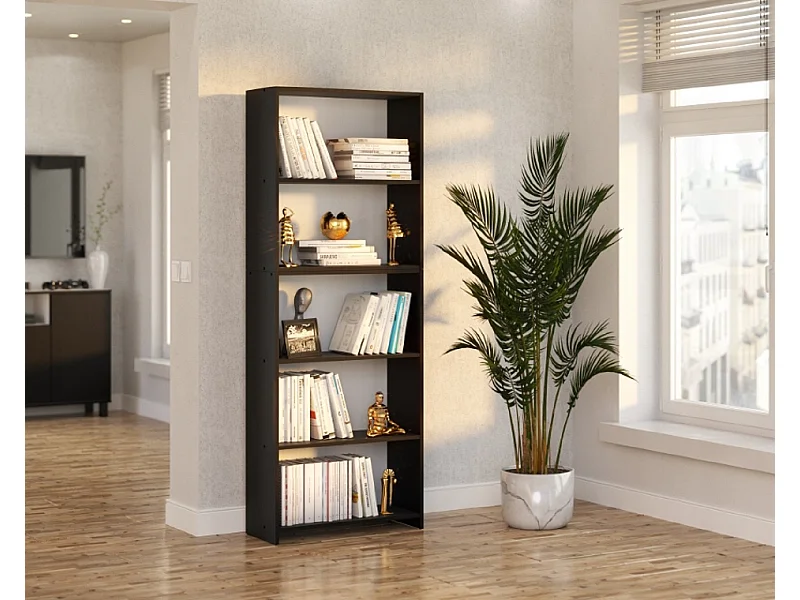 Bibliothèque -Étagère multifonction Noir 5 niveaux 70X30x189cm – Pour livres, jouets et accessoires de bureau