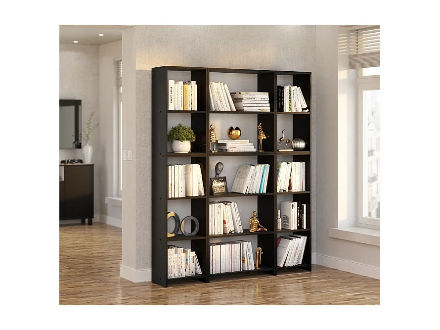 Bibliothèque -Étagère multifonction Noir 5 niveaux 150X30x189cm – Pour livres, jouets et accessoires de bureau