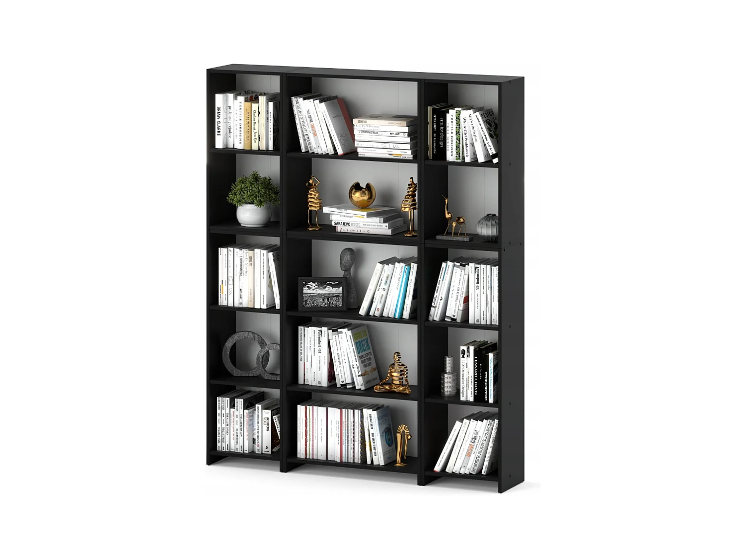 Bibliothèque -Étagère multifonction Noir 5 niveaux 150X30x189cm – Pour livres, jouets et accessoires de bureau