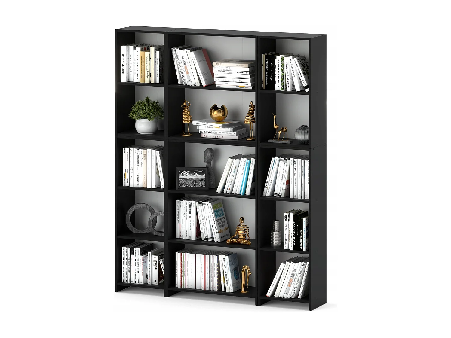 Bibliothèque -Étagère multifonction Noir 5 niveaux 150X30x189cm – Pour livres, jouets et accessoires de bureau