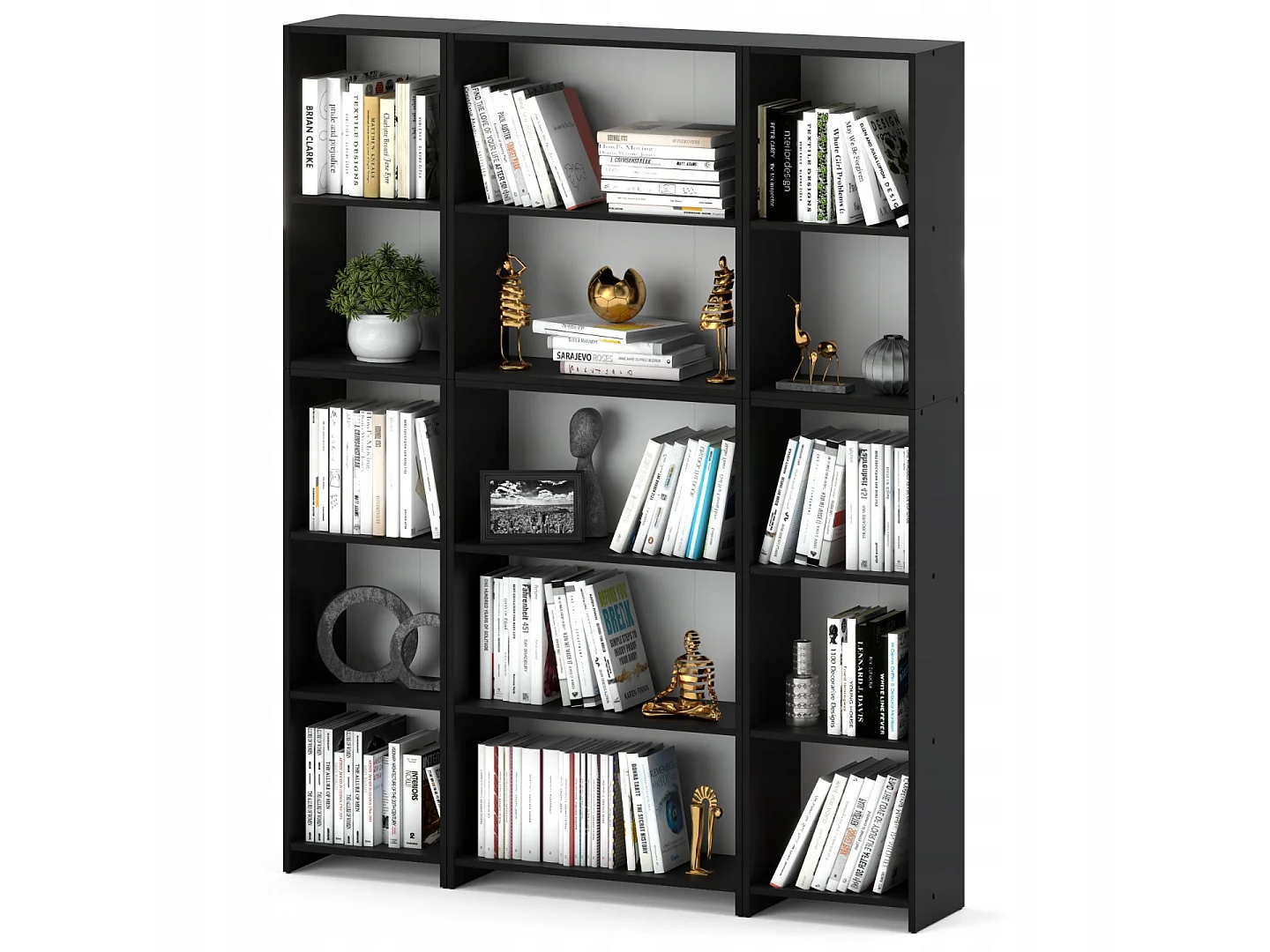 Regał Na Książki Stiv-Meble 15 Półek 150cm Czarny Mat 150x30x189 cm 1 szt.