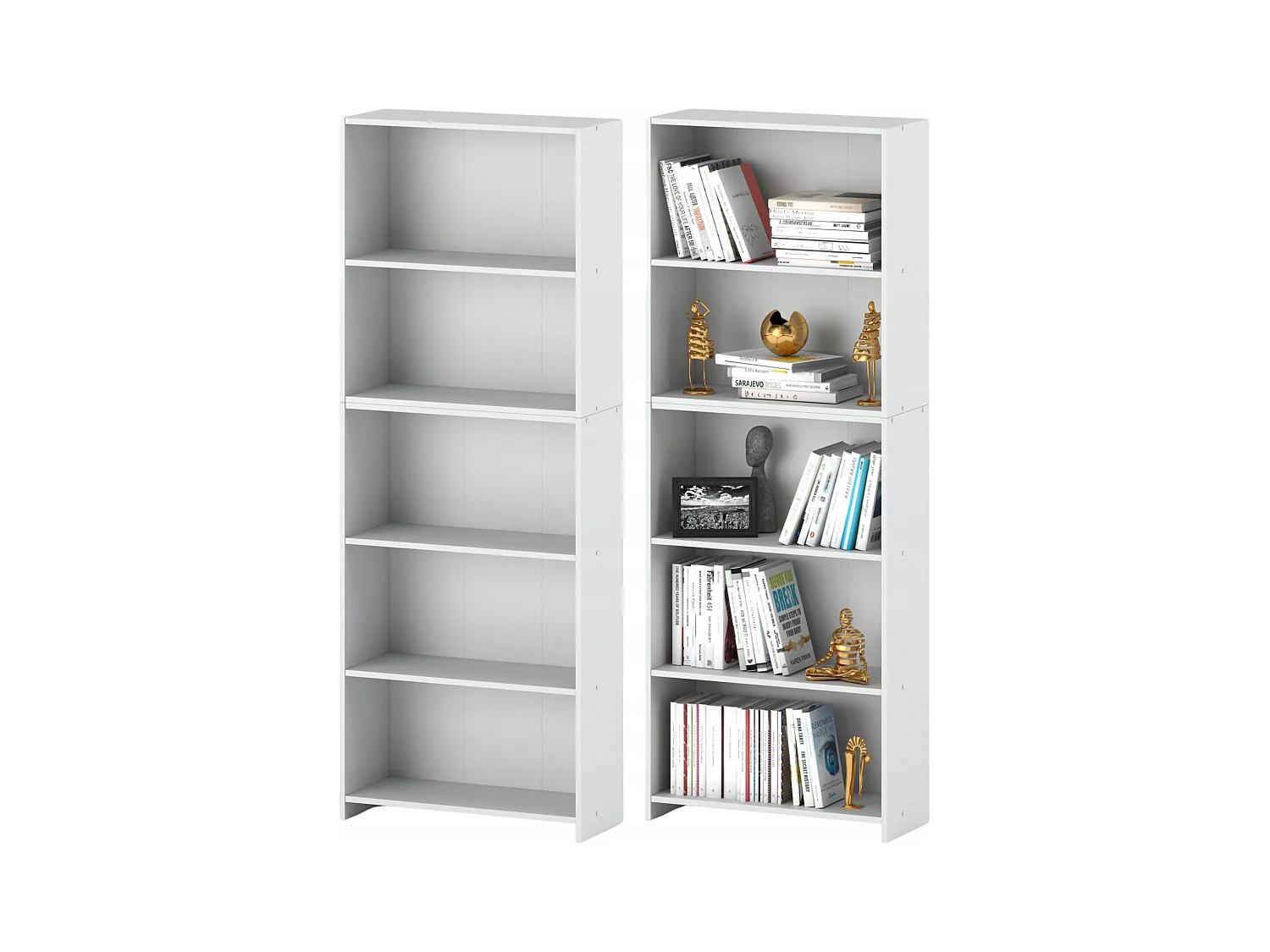 Bibliothèque - Étagère multifonction blanche 5 niveaux 70X30x189cm – Pour livres, jouets et accessoires de bureau