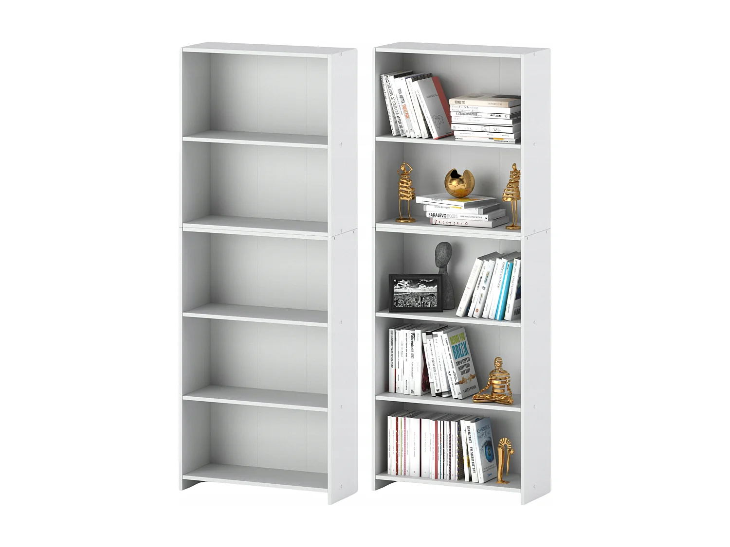 Bibliothèque - Étagère multifonction blanche 5 niveaux 70X30x189cm – Pour livres, jouets et accessoires de bureau
