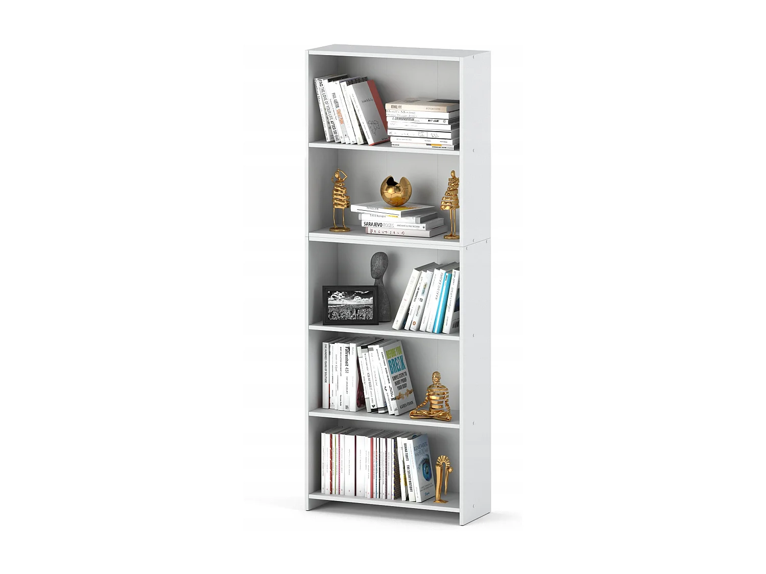 Bibliothèque - Étagère multifonction blanche 5 niveaux 70X30x189cm – Pour livres, jouets et accessoires de bureau