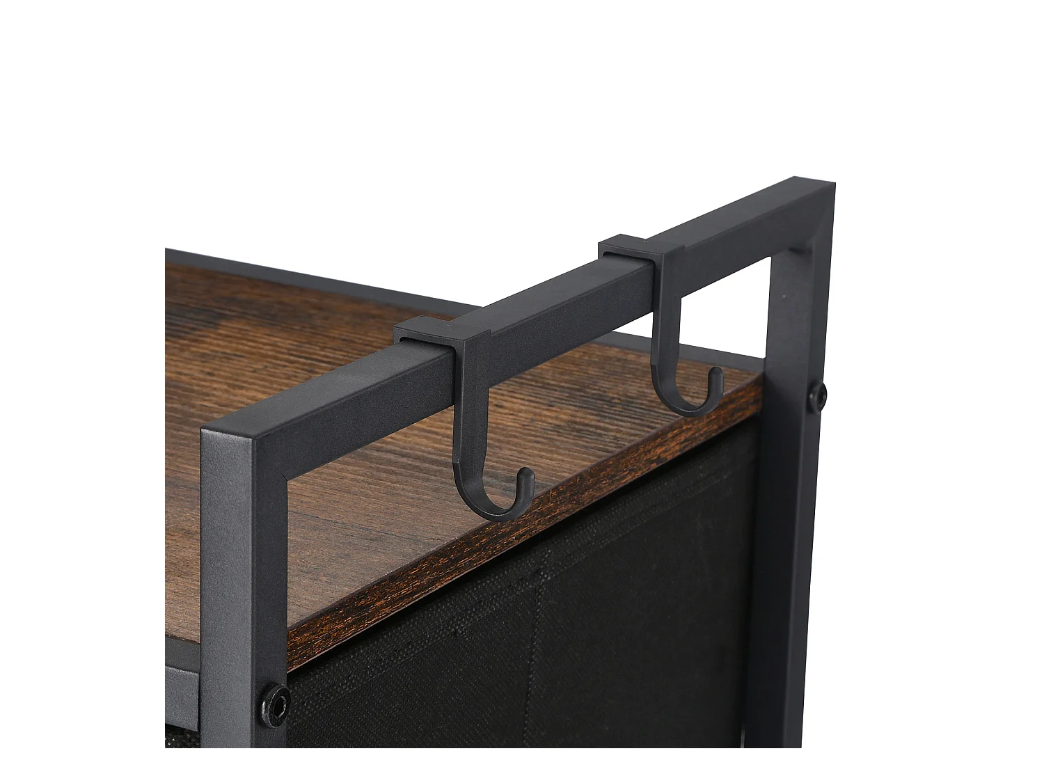 Wäschekorb SucceBuy Wäschesammler mit 3 Fächern und Rollen, Ausgestattet mit einem Herausziehbaren Beutel, einem Holzdeckel, 2 Schubladen und Haken