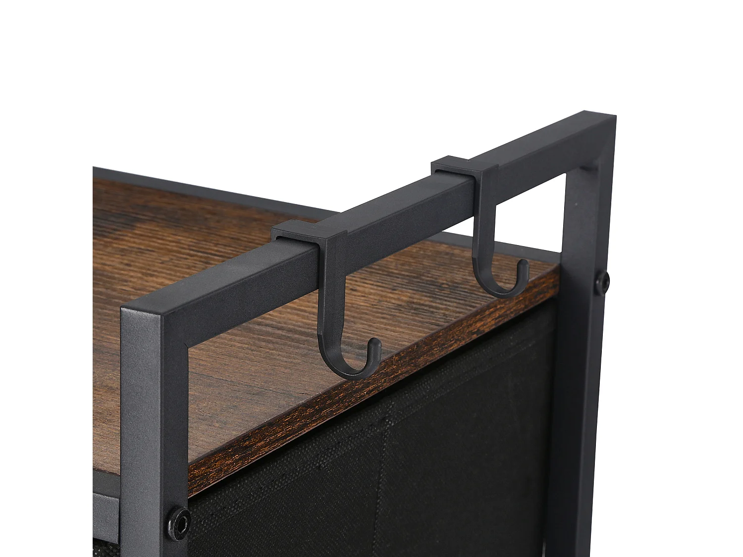 Kosz na Pranie SucceBuy Kosz na Pranie z 3 Przegródkami na Kółkach, Wyposażony w Wysuwaną Torbę, Drewniany Blat, 2 Szuflady i Haczyki, do Porządkowania Ubrań