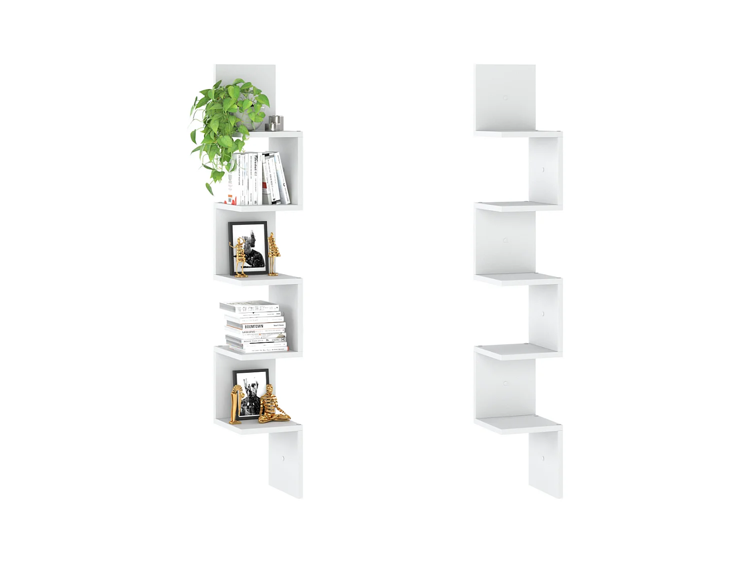 Étagère murale d’angle suspendue blanche – bibliothèque pour livres, jouets, style loft 22x142 cm