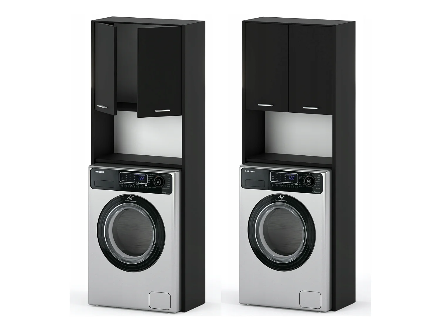 Colonne de salle de bain noir – armoire au-dessus de la machine à laver 64*30*165cm